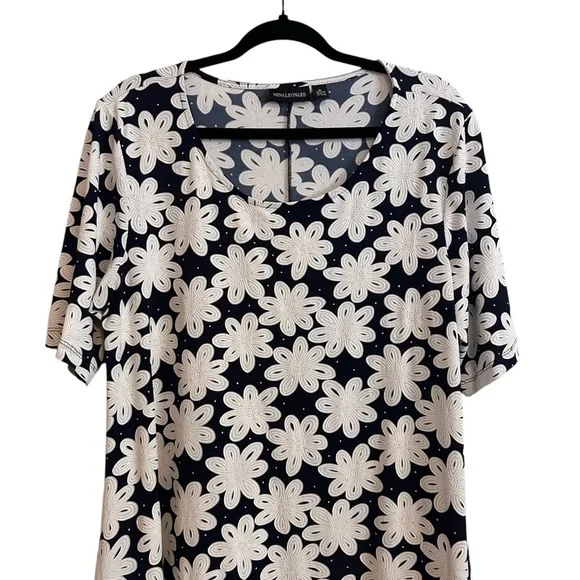 Nina Leonard Floral Navy Blue Dress Size XL - Picture 4 of 8